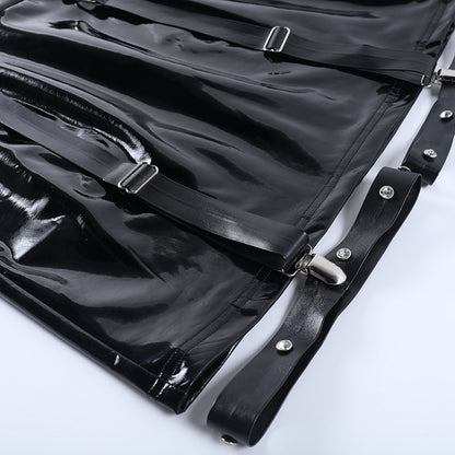 PVC Lacquered Belt Buckle Leggings Mini Skirt