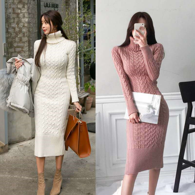 Slim Fit Wrap Hip Bottoming Slim Knitted Dress