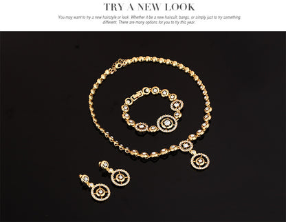 Alloy Rhinestone-encrusted Jewelry Four-piece Necklace