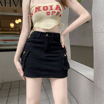 Fashion Personality Black Denim Skirt Women