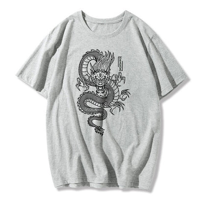 Qinglong fashion printed short-sleeved T-shirt