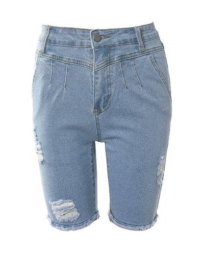 Ladies Casual Blue Ripped Jeans