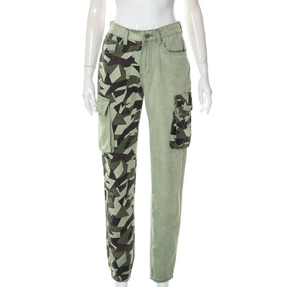 Women's Colorblock Slim Fit Camo Jeans