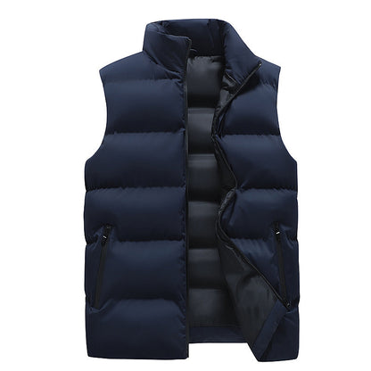 Pure Color Thickened Vest Men's Stand Collar Vest