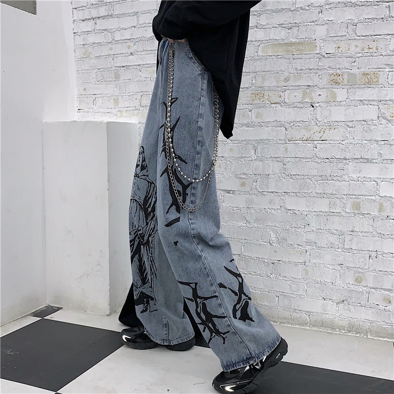 Hip Hop Retro Washed Jeans Loose Casual Wide Leg Pants