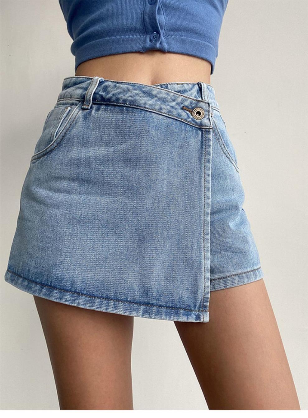 Anti-exposure Irregular Denim Skirt