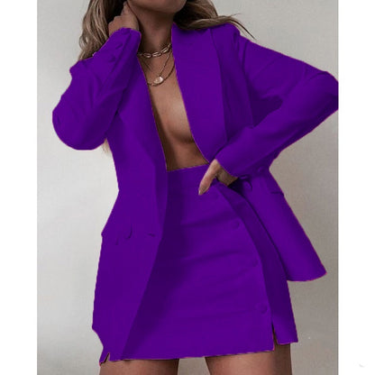 Solid Color Suit Short Skirt Two-piece Set Women's New