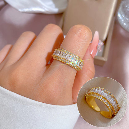 Elegant High-grade Zircon Super Ring Female Opening Adjustable