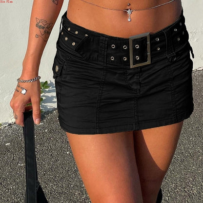 Hot Girl Retro Low Waist Denim Skirt