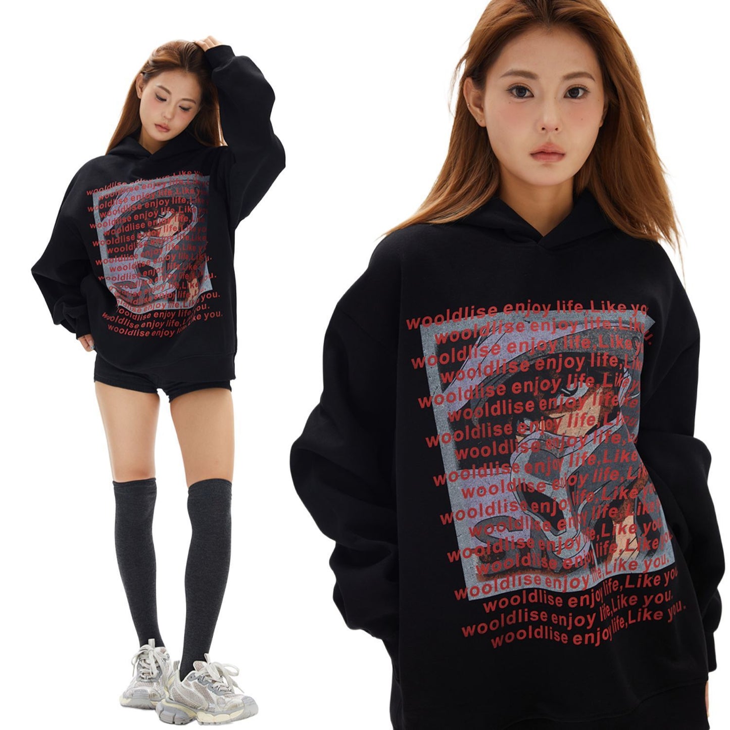 Women's Fashionable Retro Loose Hooded Sweater