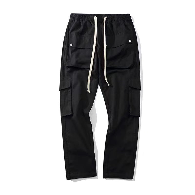 Fashion Simple Row Of Buttons Multi-pocket Straight Work Pants