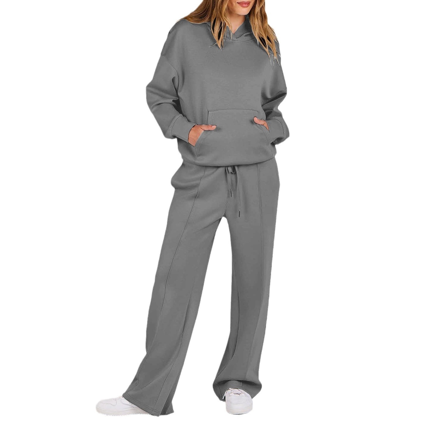 Women's Wear Long Sleeve Pocket Drawstring Suit