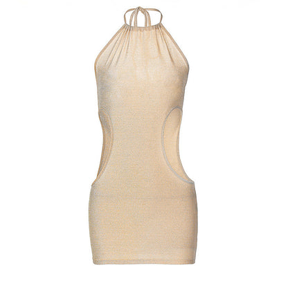 Hollow Out Solid Color Light Cooked Back Dress