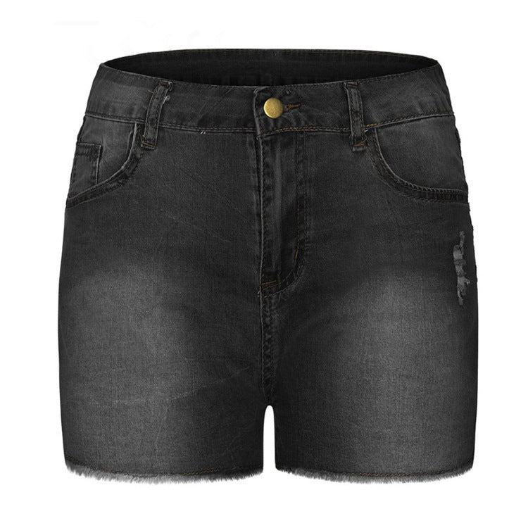 Women's Stretch Slim Fit Ripped Tassel Denim Shorts