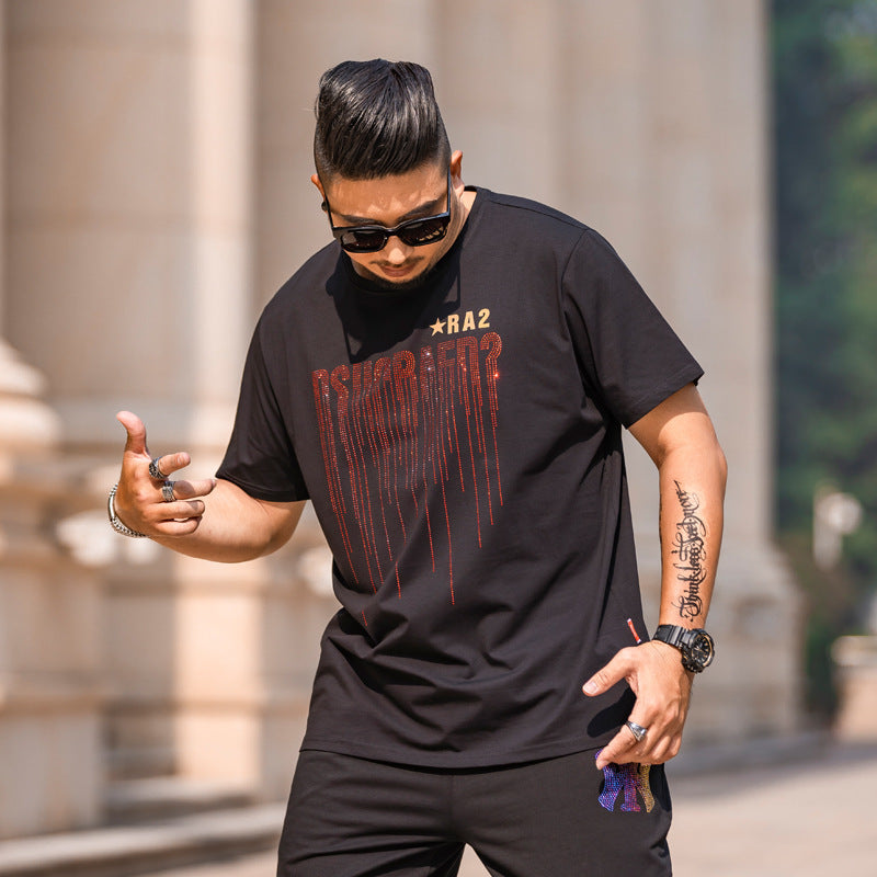 Loose Hot Drill Half Sleeve T-shirt