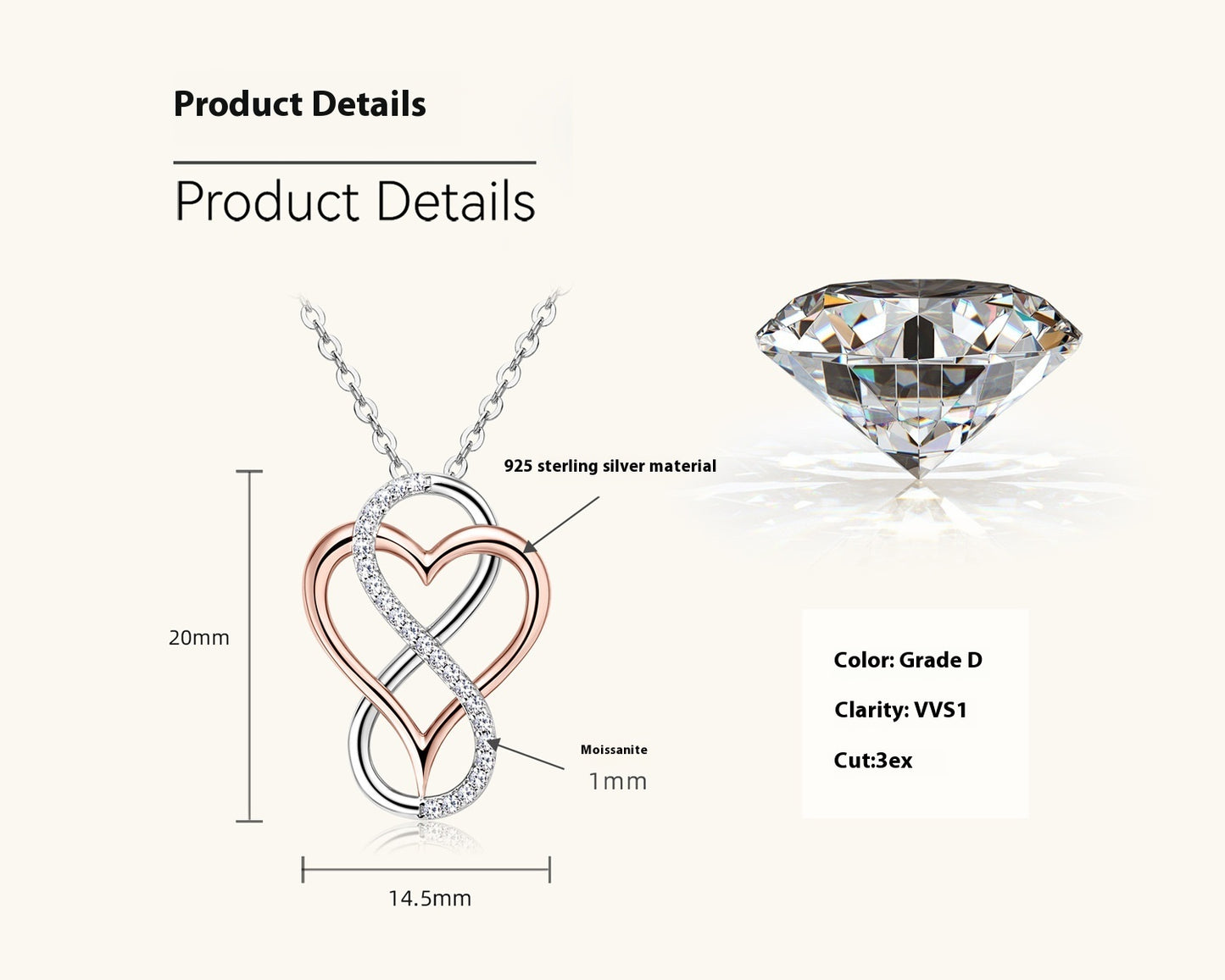 Graceful And Fashionable Love Heart-shaped Diamond Necklace