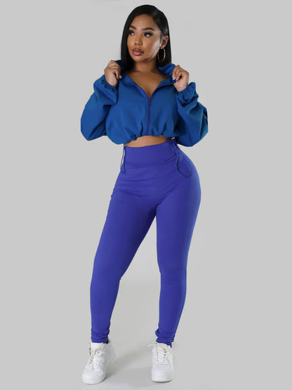 Women's Fashion Hooded Loose Long Sleeves Top Two-piece Suit