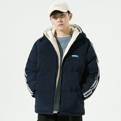 Men's Cotton-padded Thickened Hooded Loose Coat