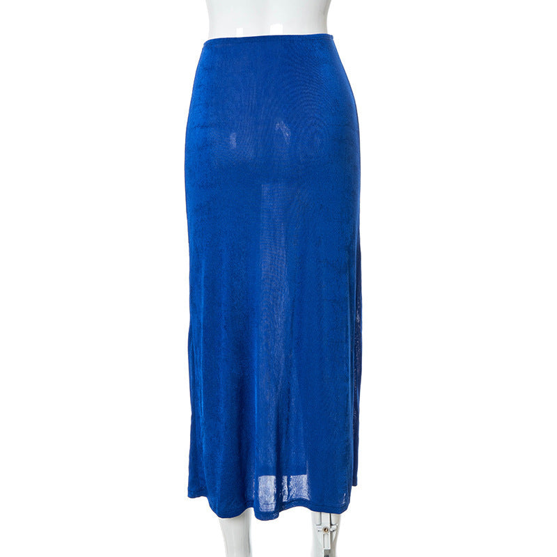 Stretch Solid Color Casual Hip Skirt