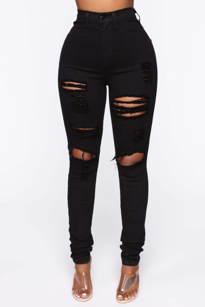 Stretch Ripped Jeans Women's Leggings