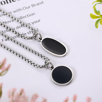 Stainless Steel Oval Titanium Steel Necklace Steel Color