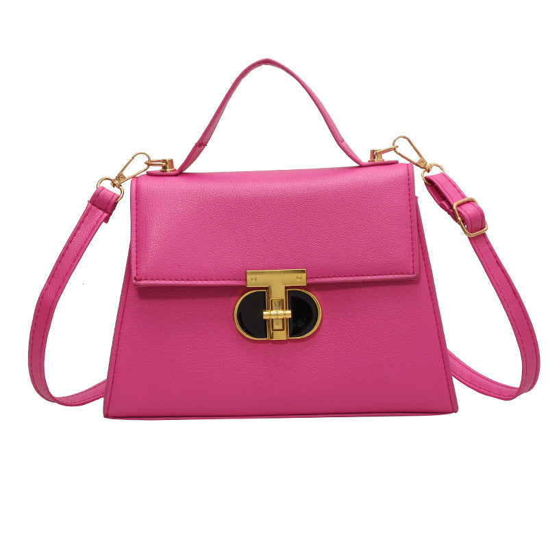 Fashion Twist Lock Shoulder Messenger Bag Solid Color