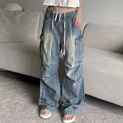 Personalized Pleated Loose High Waist Tooling Pants