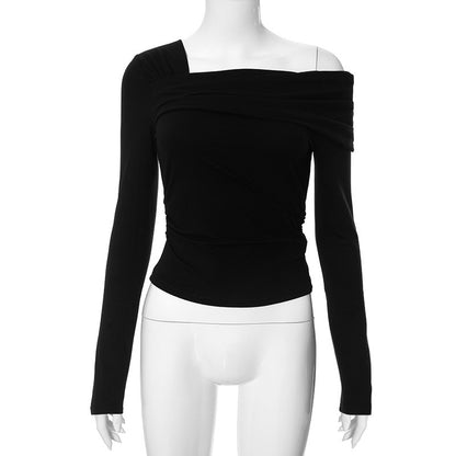 One-shoulder Long-sleeved Top T-shirt For Women