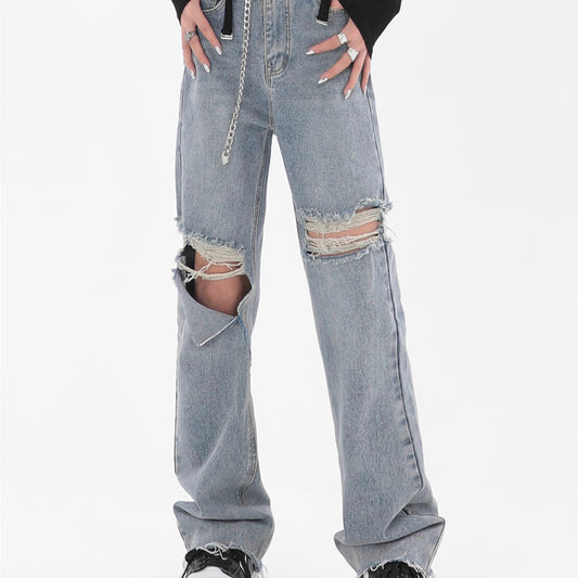 Women's Summer American Style Retro Ripped Jeans