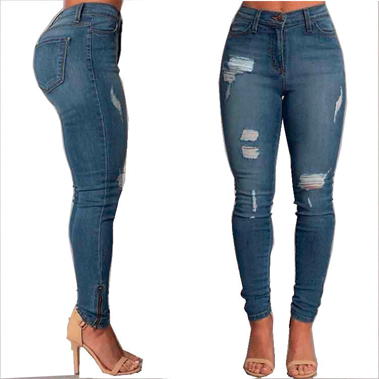 Women's Jeans Ankle Banded Slim Fit Hip Raise Jeans