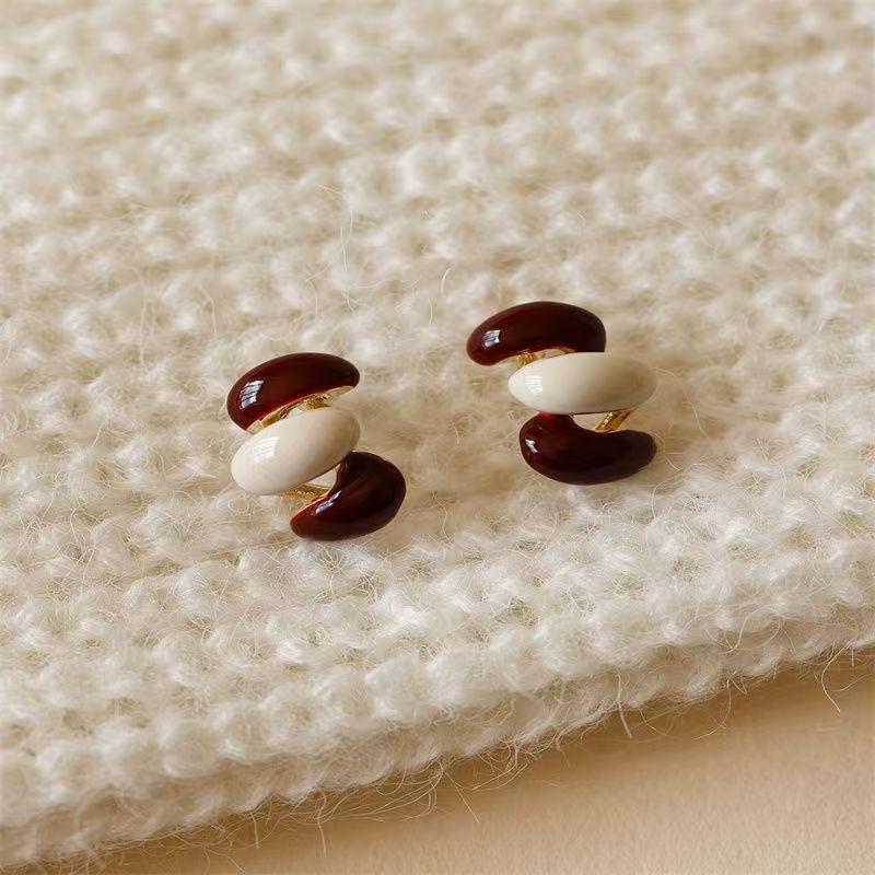 Stud Earrings Women's Design Sense Niche Drip Glazed