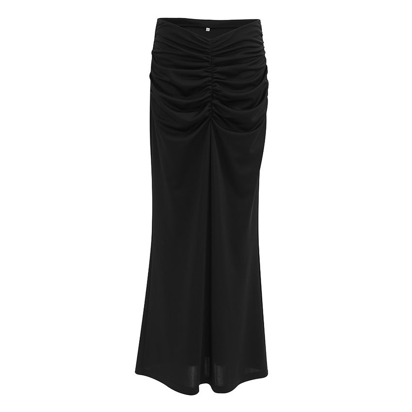 Fishtail Skirt Black Pleated Sheath Dress Design Sense