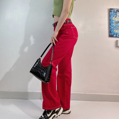 Retro American Street High Waist Straight Casual Pants