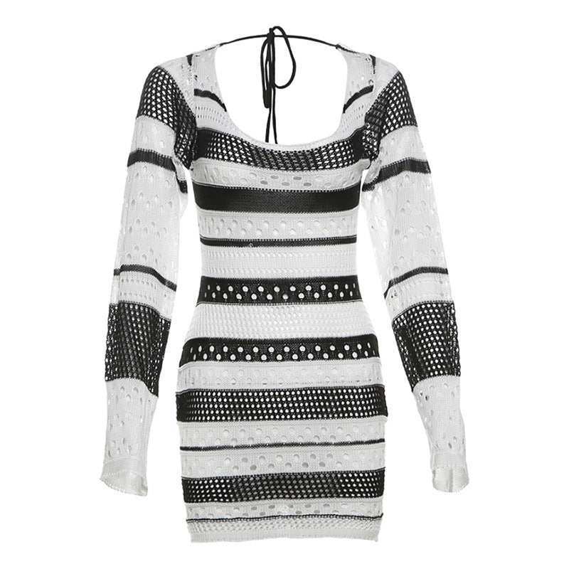 Knitted Striped Dress Women