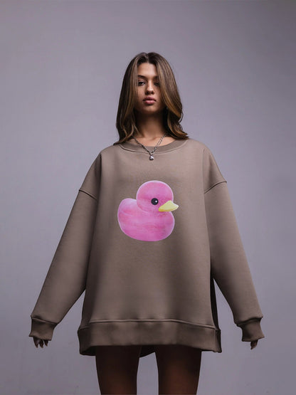 Simple Duck Print Sweater For Women