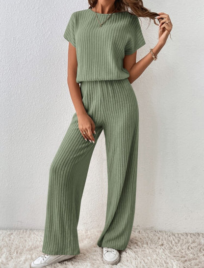 Women's Knitted Loose Wide-leg Pants Two-piece Suit