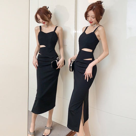 Hanging Strap Hollow Wrap Buttocks Dress For Women