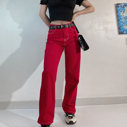 Retro American Street High Waist Straight Casual Pants