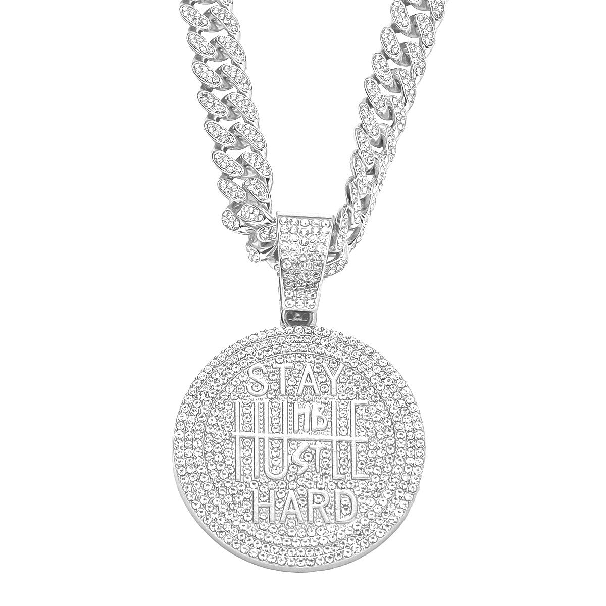 Fashion English Letters Full Diamond Necklace Men