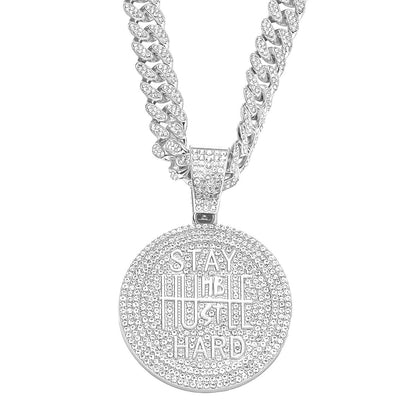 Fashion English Letters Full Diamond Necklace Men