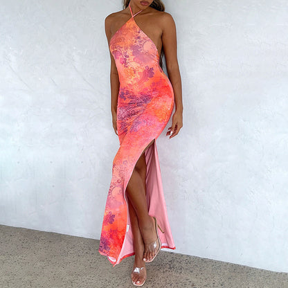 Socialite Style Fashion Halter Printing Dress