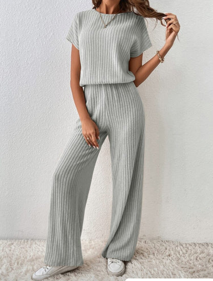 Women's Knitted Loose Wide-leg Pants Two-piece Suit