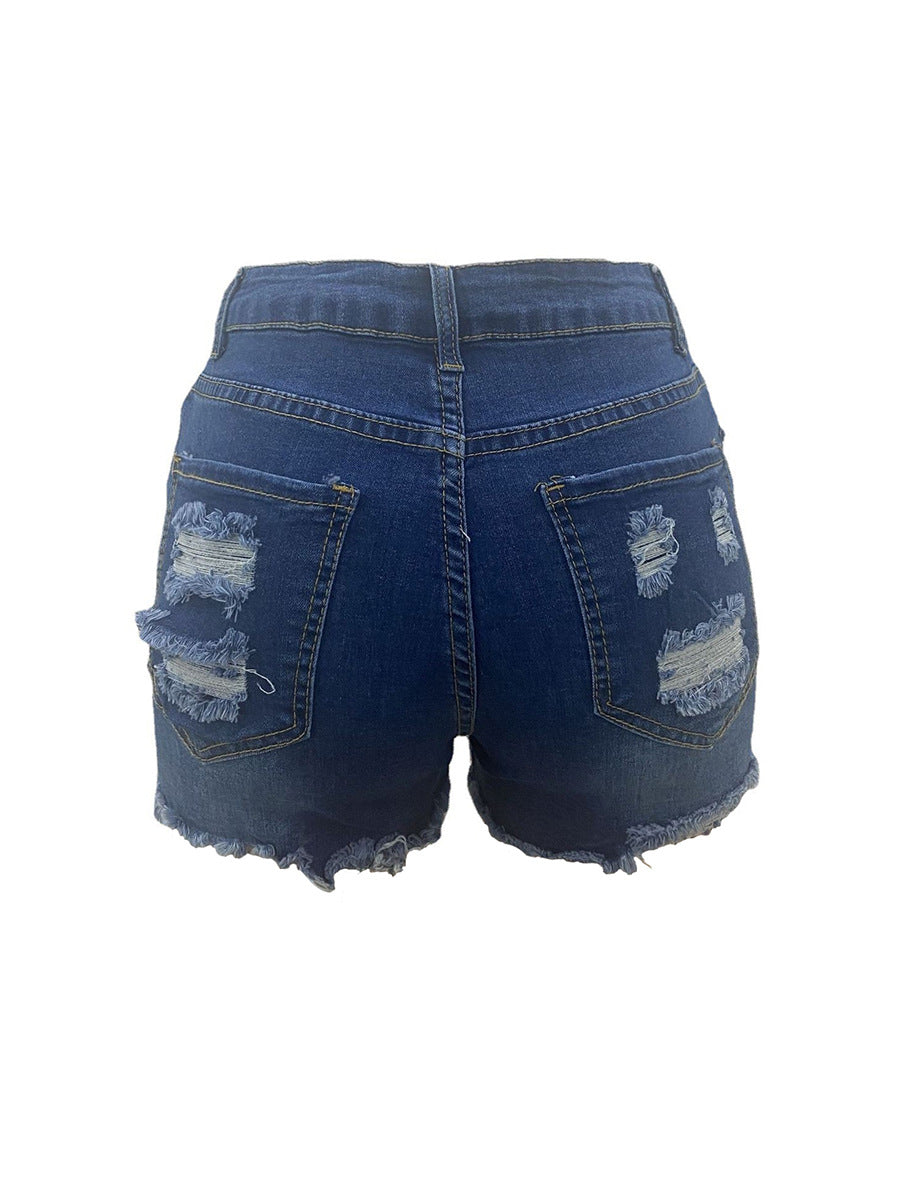 High Elastic Ripped Jeans Denim Shorts