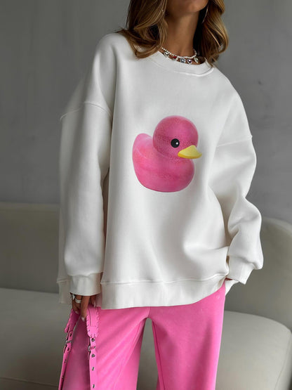 Simple Duck Print Sweater For Women