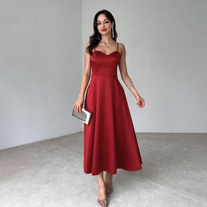 Summer Slim Satin Strap Women Dress