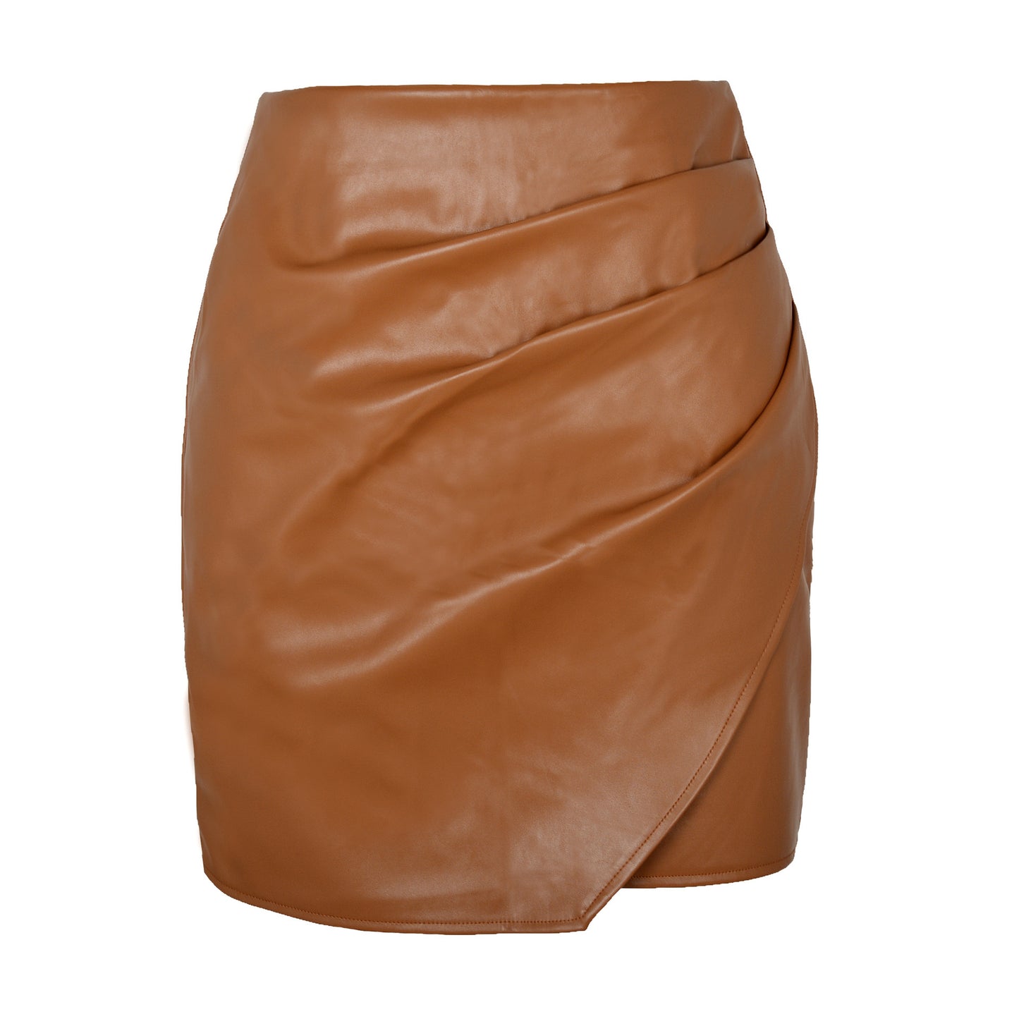 High Waist Irregular PU Leather Skirt