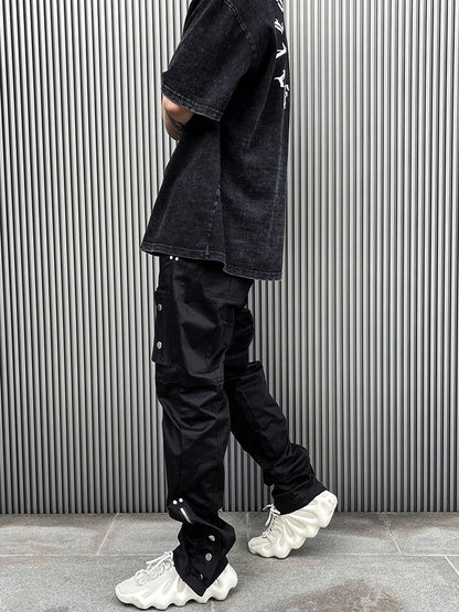 Breasted Slit Drawstring Cargo Pants