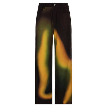 Fashion Women's Gradient Rainbow Print Casual Pants