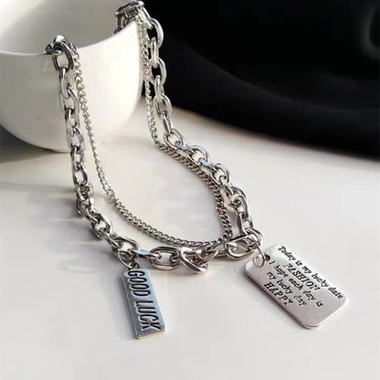 Fashion Double-layer Titanium Steel Necklace For Women