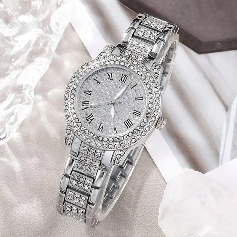 Women's Diamond Fashion Roman Quartz Watch Five-piece Set